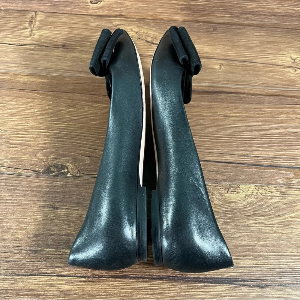 Tory Burch ‘Rosalind Bow’ Black Leather Slip-On Flats Women’s Size 9‎ Shoes